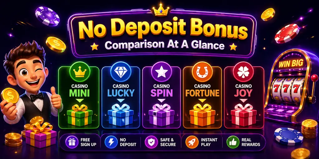 No Deposit Bonus Comparison At A Glance