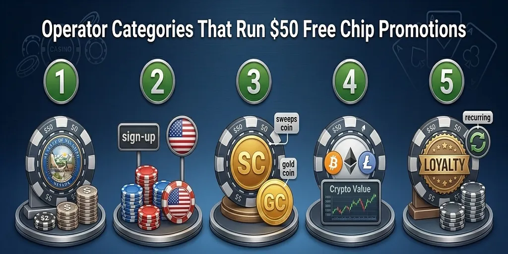Operator Categories That Run $50 Free Chip Promotions