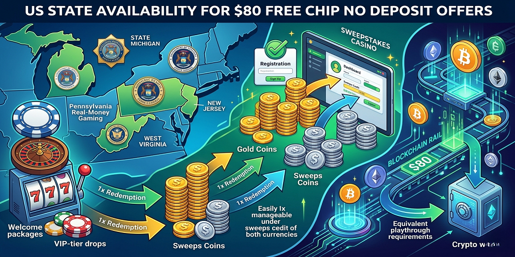 US State Availability For $80 Free Chip No Deposit Offers